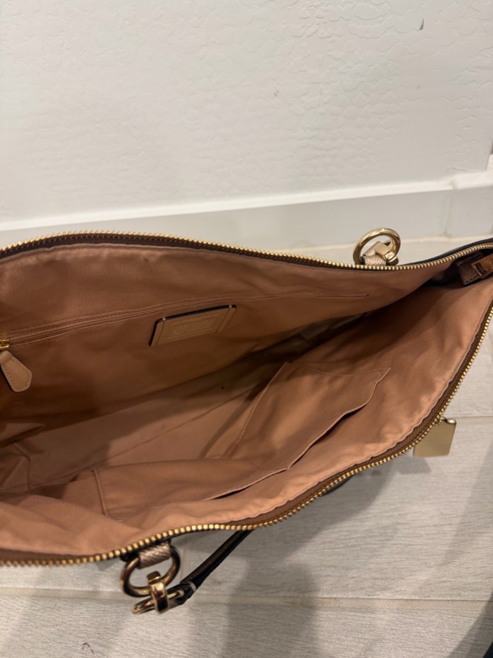 Coach Signature Monogram Tote in Brown with Gold Hardware - Picture 4 of 5